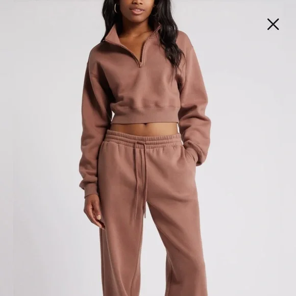 BP brown topaz cropped quarter zip (A2-24) - Picture 2 of 7